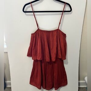 PRETTYGARDEN Women's Summer Swing fall burnt orange romper size medium